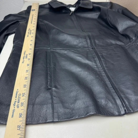 Worthington Womens Black Genuine Leather Zip Front Jacket Size 1X Plus - Picture 6 of 9